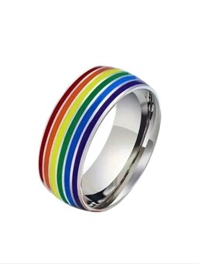 New Stainless Steel PRIDE Rainbow  Ring Size 11